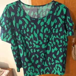 Boutique Green and Blue Patterned Women's Top